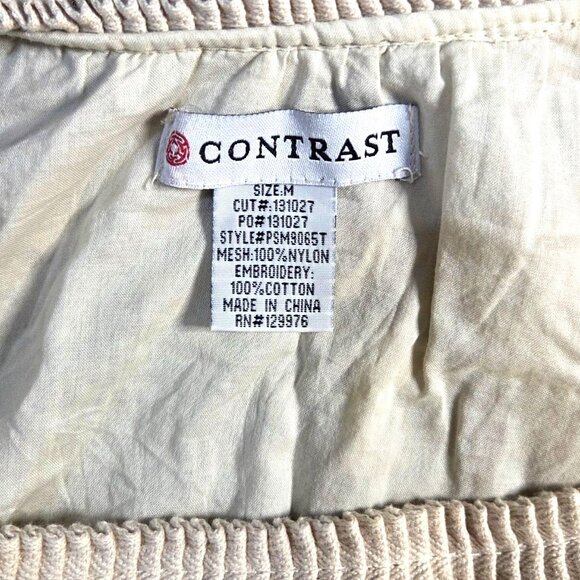 Contrast Cream Floral Embroidery Lace Long Sleeve Boho Cowgirl Mini Dress Medium - Picture 6 of 6